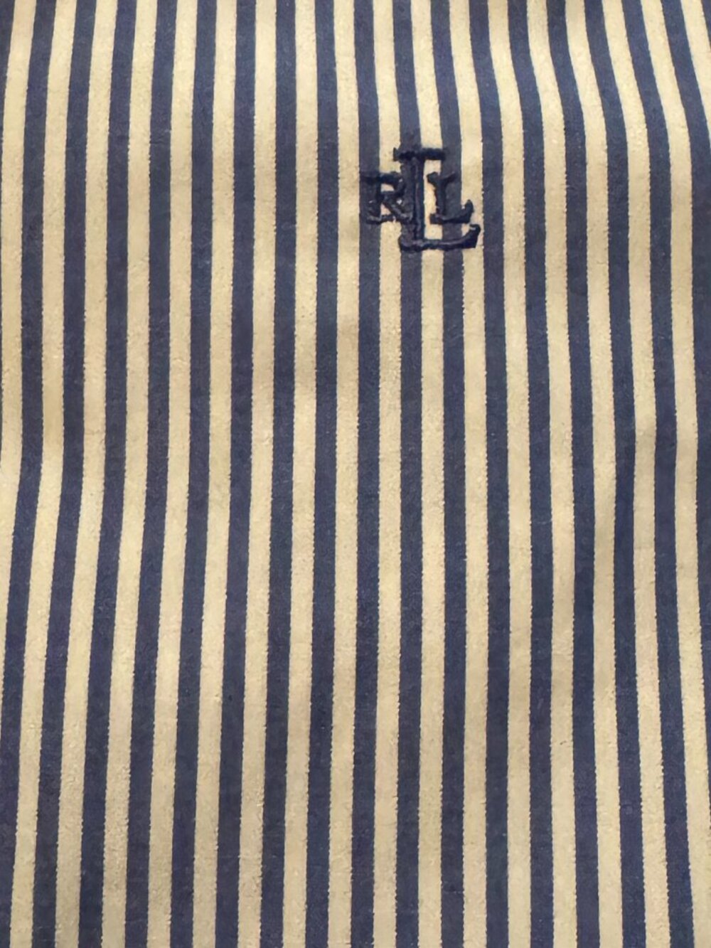 Lauren Ralph Lauren Blue & White Striped Non-Iron Button-Down Shirt M
